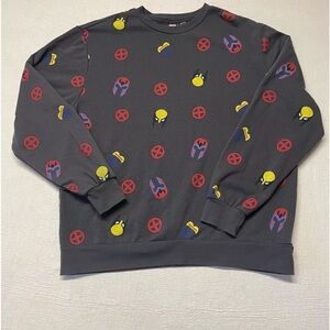 Marvel X-Men Comics All Over Pattern Wolverine Grey Sweatshirt Men's Size XXL